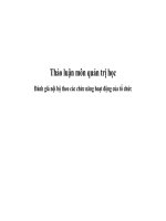 Thảo luận môn quản trị học: Đánh giá nội bộ theo các chức năng hoạt động của tổ chức