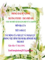 Slide Địa 6 bài 12 TÁC ĐỘNG CỦA NỘI LỰC VÀ NGOẠI LỰC TRONG VIỆC HÌNH THÀNH ĐỊA HÌNH BỀ MẶT TRÁI ĐẤT _V.T Lương