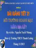 Slide Địa lí 7 MÔI TRƯỜNG HOANG MẠC _Tuyết Nhung