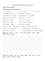 ĐỀ CƯƠNG ÔN HỌC KỲ II MÔN HÓA HỌC LỚP 10 2014-2015