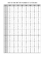 Đáp án thi thử tốt nghiệp lý 2011