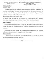 Đề thi thử vào lớp 10 môn Ngữ văn lần 1 năm học 2015-2016 trường THCS Tân Trường, Hải Dương