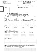 Đề kiểm tra Toán 4 cuôi kì 2
