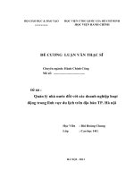 Quản lý nhà nước đối với các doanh nghiệp hoạt động trong lĩnh vực du lịch trên địa bàn TP. Hà nội
