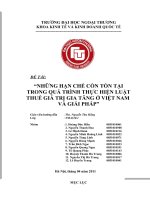 NHỮNG HẠN CHẾ CÒN TỒN TẠI  TRONG QUÁ TRÌNH THỰC HIỆN LUẬT THUẾ GIÁ TRỊ GIA TĂNG Ở VIỆT NAM  VÀ GIẢI PHÁP
