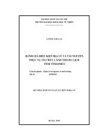 tóm tắt luận án đánh giá điều kiện địa lý và tài nguyên phục vụ tổ chức lãnh thổ du lịch tỉnh vĩnh phúc