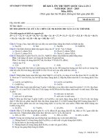 Chuyên vĩnh phúc môn hóa lần 2 năm 2015