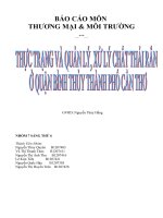 Thực trạng quản lý, xử lý chất thải rắn ở quận Ninh Kiều  TPCT