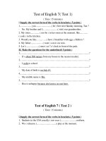 dê kiểm tra 15 phút môn Anh văn 7,8