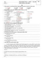 Đề KT 1 tiết Anh 8 lần 4