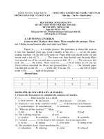 ĐỀ THI & ĐÁP ÁN MÔN TIẾNG ANH  KỲ THI CHỌN HSG LỚP 9 HUYỆN THAP MƯỜI 2010 - 2011