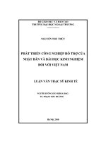 phát triển công nghiệp hỗ trợ của nhật bản và bài học kinh nghiệm đối với việt nam