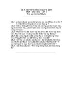 đề thi olympic năm học 2010-2011 -môn sinh học lớp 8