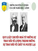 Bài giảng Những nguyên lý cơ bản của chủ nghĩa Mác - Lê nin Quy luật chuyển hoá từ những sự thay đổi về lượng thành những sự thay đổi về chất và ngược lại