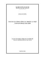 Tái cơ cấu Tổng công ty Thuốc lá Việt Nam giai đoạn 2011 2020