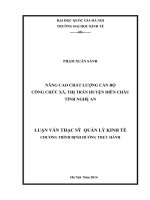 Nâng cao chất lương cán bộ công chức xã, thị trấn huyện Diễn Châu, tỉnh Nghệ An