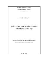 Quản lý du lịch di sản văn hóa trên địa bàn Hà Nội