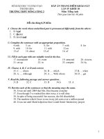 Dap an Ks Tieng Anh 10 -lan 4