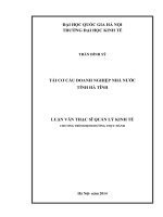 Tái cơ cấu doanh nghiệp nhà nước tỉnh Hà Tĩnh