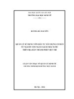 Quản lý sử dụng vốn đầu tư xây dựng cơ bản từ nguồn vốn ngân sách nhà nước trên địa bàn thành phố Việt Trì
