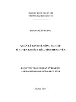 Quản lý kinh tế nông nghiệp ở huyện Khoái Châu, tỉnh Hưng Yên
