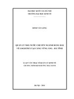 Quản lý Nhà nước chuyên ngành hàng hải về logistics tại cảng Vũng Áng, Hà Tĩnh