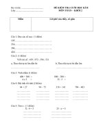 Đề kiểm tra Toán cuối kì II ( Cực hay )