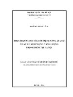 Thực hiện chính sách sử dụng năng lượng ở các cơ sở sử dụng năng lượng trọng điểm tại Hà Nội