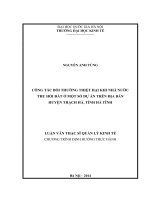 Công tác bồi thường thiệt hại khi Nhà nước thu hồi đất ở một số dự án trên địa bàn huyện Thạch Hà - tỉnh Hà Tĩnh