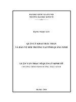 Quản lý khai thác than và bảo vệ môi trường tại tỉnh Quảng Ninh