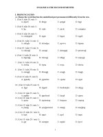 TRẮC NGHIỆM ÔN THI TỐT NGHIỆP NĂM HỌC 2010-2011
