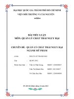 QUẢN LÝ CHẤT THẢI NGUY HẠI NGÀNH MỸ PHẨM