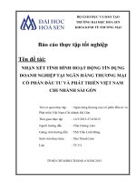 nhận xét tình hình hoạt động tín dụng doanh nghiệp tại ngân hàng thương mại cổ phần đầu tư và phát triển việt nam chi nhánh sài gòn