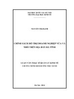 Chính sách hỗ trợ Doanh nghiệp vừa và nhỏ trên địa bàn Hà Tĩnh