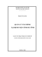 luận văn Quản lý tài chính tại Bệnh viện tỉnh Hà Tĩnh