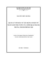 Quản lý vốn đầu tư xây dựng cơ bản từ ngân sách nhà nước của UBND quận Hai Bà Trưng, Thành phố Hà Nội