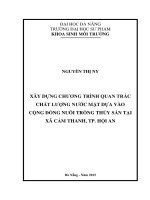 xây dựng chương trình quan trắc chất lượng nước mặt dựa vào cộng đồng nuôi trồng thủy sản tại xã cẩm thanh, tp. hội an
