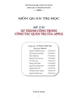 Tiểu luận môn Quản trị học Sự thành công trong công tác quản trị của Apple
