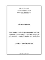đánh giá mối tương quan giữa hàm lượng kim loại nặng (cd, pb) tích lũy trong đất và một số loài giun đất tại bãi rác khánh sơn, tp đà nẵng