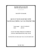 Quản lý Ngân sách Nhà nước tại Sở Giao thông Vận tải tỉnh Phú Thọ