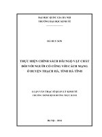 Thực hiện chính sách đãi ngộ vật chất đối với người có công với cách mạng ở huyện Thạch Hà, tỉnh Hà Tĩnh