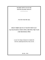 Hoàn thiện quản lý nguồn nhân lực tại Ngân hàng TMCP Công thương Việt Nam - Chi nhánh Hà Tĩnh