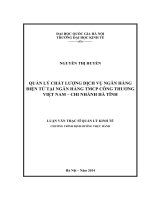 Quản lý chất lượng dịch vụ ngân hàng điện tử tại ngân hàng TMCP Công thương Việt Nam- chi nhánh Hà Tĩnh