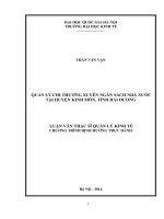 Quản lý chi thường xuyên Ngân hàng nhà nước tại huyện Kinh Môn, tỉnh Hải Dương