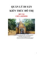 QUẢN LÝ DI SẢN KIẾN TRÚC ĐÔ THỊ ĐỀ TÀI CHÙA KHMER