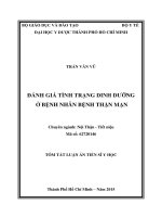 Đánh giá tính trạng dinh dưỡng ở bệnh nhân bệnh thận mạn