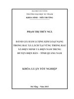 đánh giá hàm lượng kim loại nặng trong rau xà lách tại vùng trồng rau xã điện minh và điện nam trung huyện điện bàn – tỉnh quảng nam