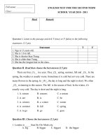 đề thi khối 6 kỳ 2 co ma trận nam 2010-2011