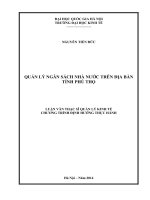 Quản lý ngân sách nhà nước trên địa bàn tỉnh Phú Thọ