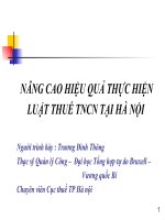 Nâng cao hiệu quả thực hiện luật thuế thu nhập cá nhân tại Hà Nội